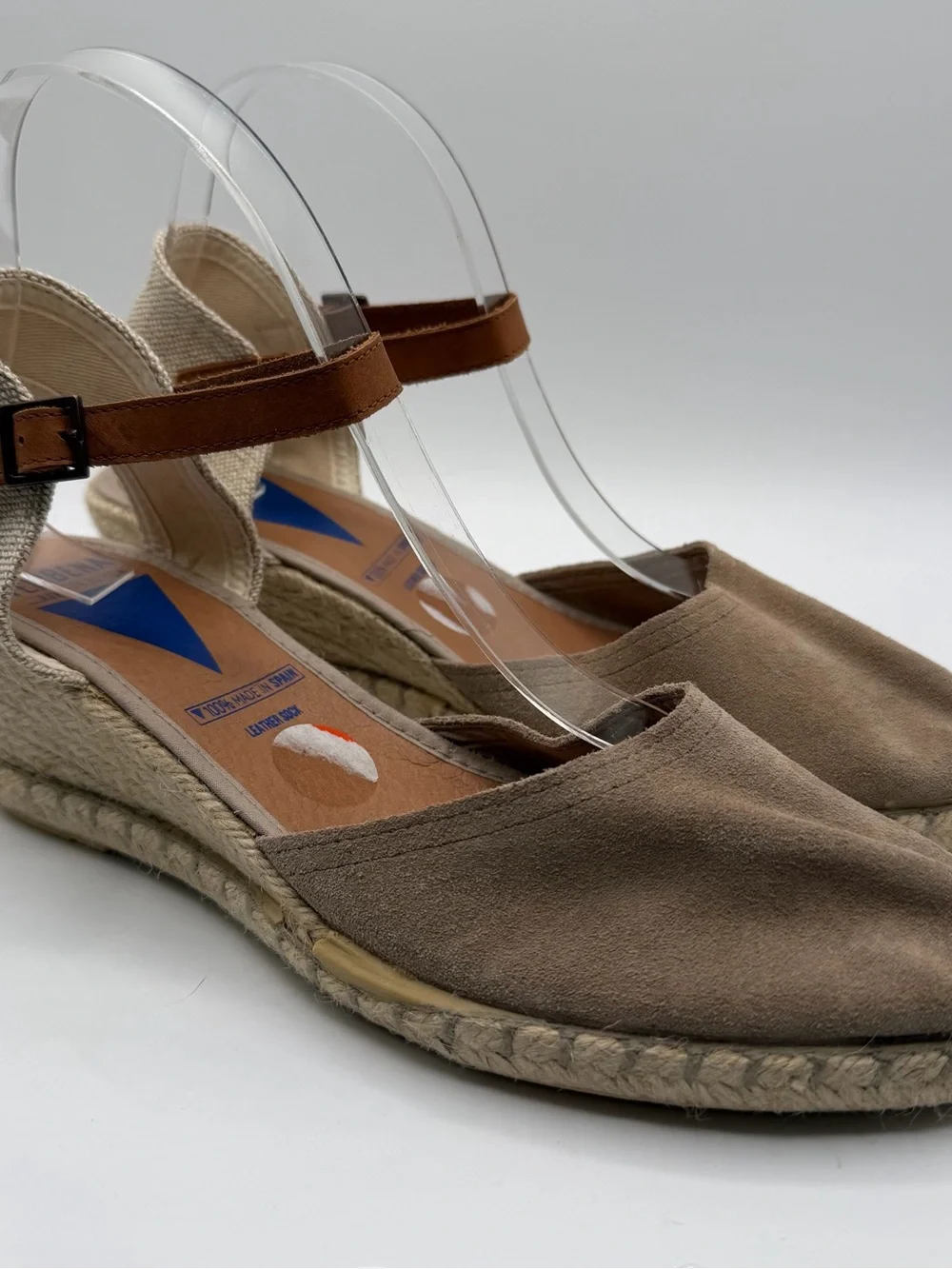 Verbenas Malena Suede Espadrille Wedge Sandals Taupe EU 41 US 9.5-10